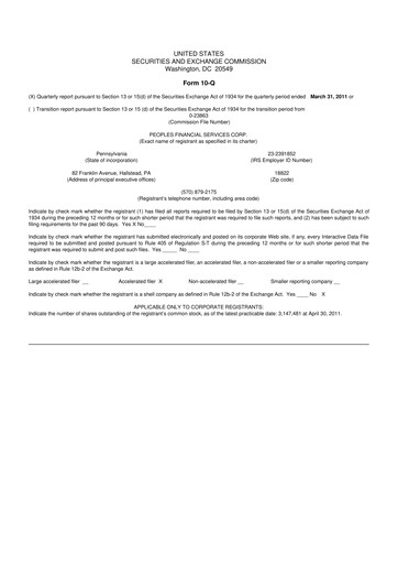 Vorschaubild Peoples Financial Services 10-Q Quartalsbericht  