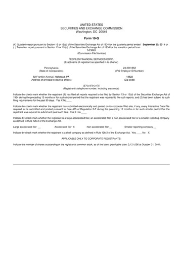 Vorschaubild Peoples Financial Services 10-Q Quartalsbericht 2011 