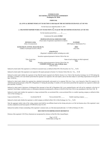 Thumbnail Peoples Financial Services 10-K Annual Report 2011