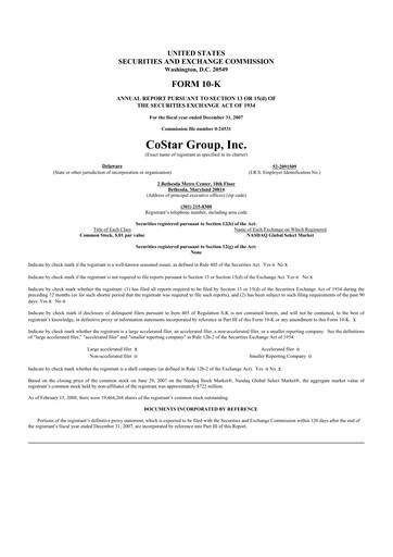 Thumbnail CoStar Group 10-K Annual Report 