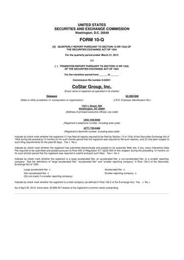 Thumbnail CoStar Group 10-Q Quarterly Report FY2012 