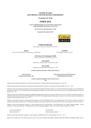 Thumbnail CoStar Group 10-K Annual Report 2012