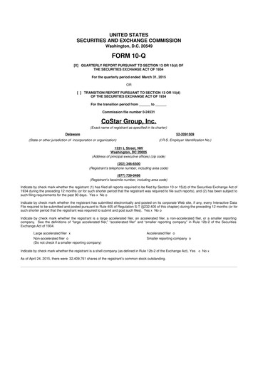 Thumbnail CoStar Group 10-Q Quarterly Report FY2015 