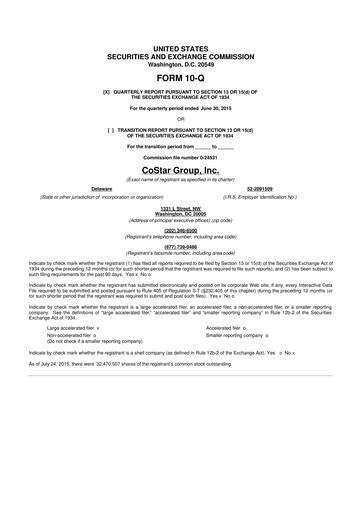 Thumbnail CoStar Group 10-Q Quarterly Report FY2015 