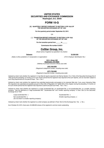 Thumbnail CoStar Group 10-Q Quarterly Report FY2015 