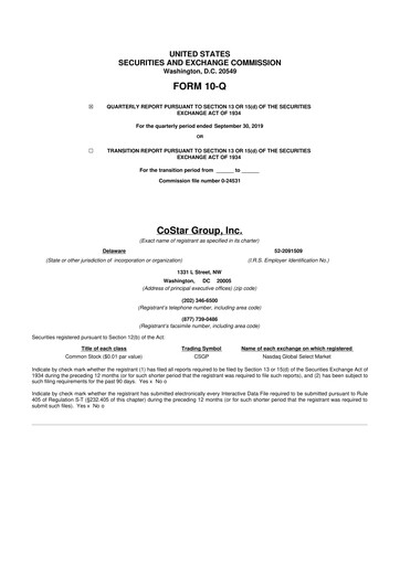 Thumbnail CoStar Group 10-Q Quarterly Report FY2019 