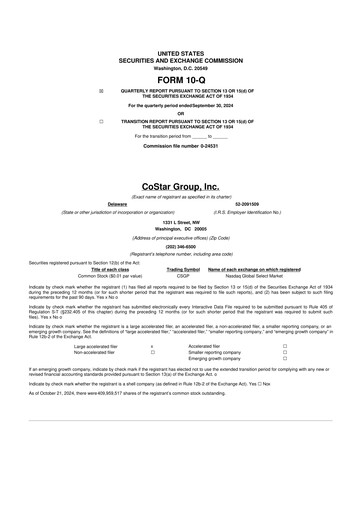 Thumbnail CoStar Group 10-Q Quarterly Report FY2024 