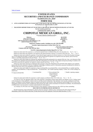 Thumbnail Chipotle Mexican Grill 10-K Annual Report 2015