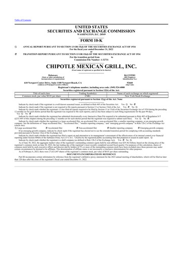 Thumbnail Chipotle Mexican Grill 10-K Annual Report 2022