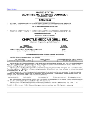 Thumbnail Chipotle Mexican Grill 10-Q Quarterly Report FY2023 