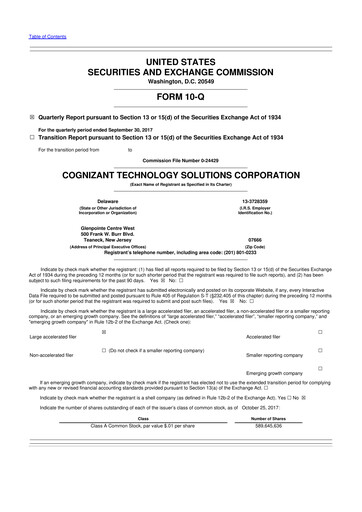 Vorschaubild Cognizant Technology Solutions  10-Q Quartalsbericht 2017 