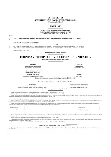 Thumbnail Cognizant Technology Solutions  10-K Annual Report 2018