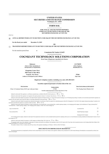 Thumbnail Cognizant Technology Solutions  10-K Annual Report 2019