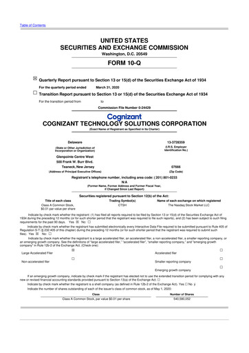 Vorschaubild Cognizant Technology Solutions  10-Q Quartalsbericht 2020 