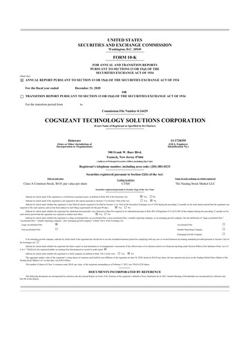 Thumbnail Cognizant Technology Solutions  10-K Annual Report 2020