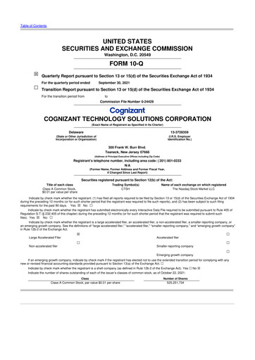 Vorschaubild Cognizant Technology Solutions  10-Q Quartalsbericht 2021 