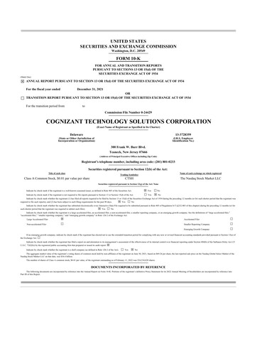 Thumbnail Cognizant Technology Solutions  10-K Annual Report 2021
