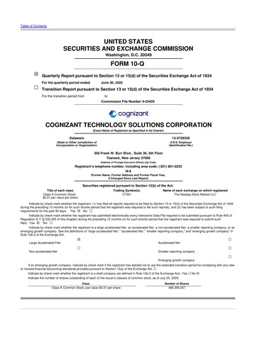 Vorschaubild Cognizant Technology Solutions  10-Q Quartalsbericht 2025 