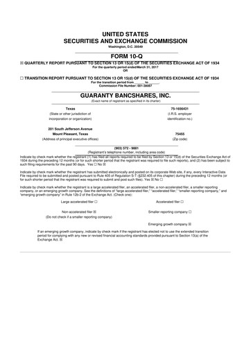 Thumbnail Guaranty Bancshares 10-Q Quarterly Report FY2017 