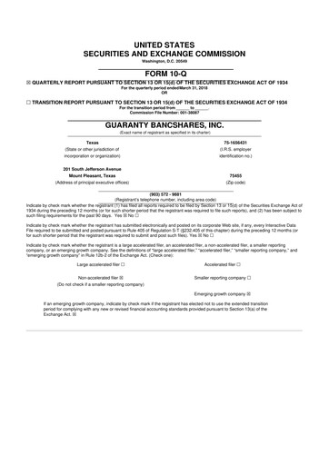 Thumbnail Guaranty Bancshares 10-Q Quarterly Report FY2018 