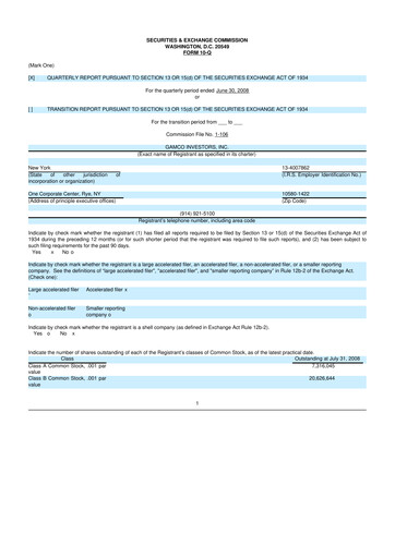 Vorschaubild GAMCO Investors
 10-Q Quartalsbericht  