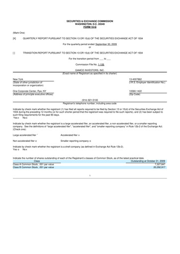 Vorschaubild GAMCO Investors
 10-Q Quartalsbericht  