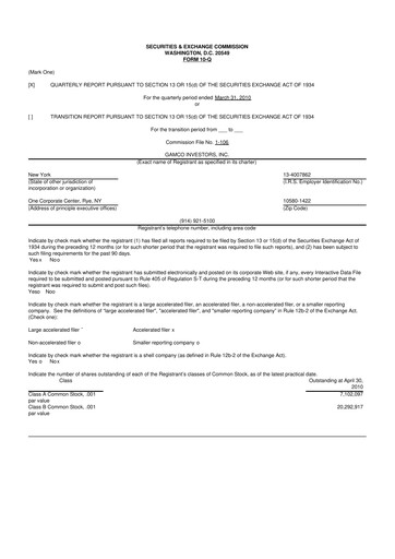 Vorschaubild GAMCO Investors
 10-Q Quartalsbericht  