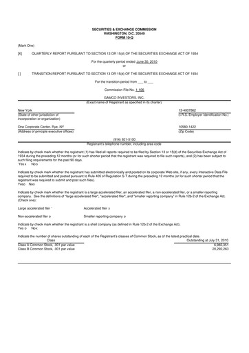 Vorschaubild GAMCO Investors
 10-Q Quartalsbericht  