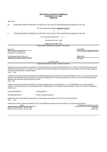 Vorschaubild GAMCO Investors
 10-Q Quartalsbericht  