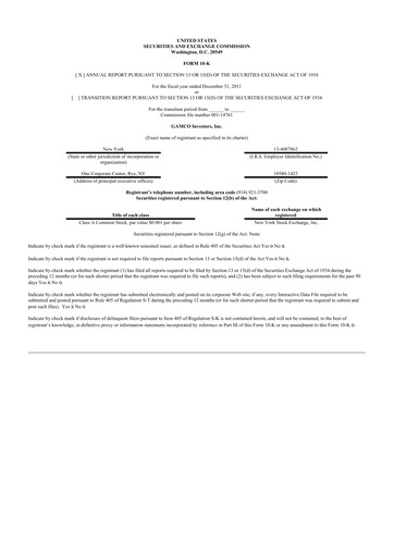 Thumbnail GAMCO Investors
 10-K Annual Report 2011