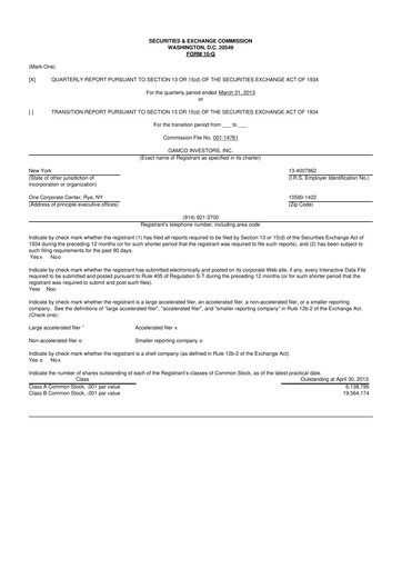 Vorschaubild GAMCO Investors
 10-Q Quartalsbericht 2013 