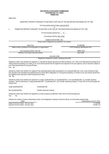 Vorschaubild GAMCO Investors
 10-Q Quartalsbericht 2013 