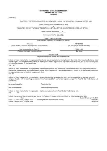 Vorschaubild GAMCO Investors
 10-Q Quartalsbericht 2016 