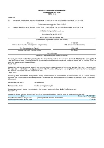 Thumbnail Associated Capital Group 10-Q Quarterly Report FY2016 