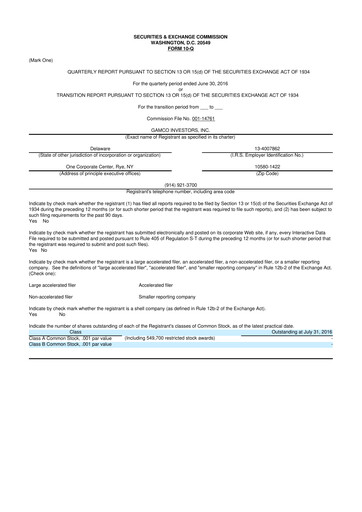 Vorschaubild GAMCO Investors
 10-Q Quartalsbericht 2016 