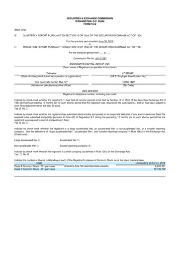 Thumbnail Associated Capital Group 10-Q Quarterly Report FY2016 