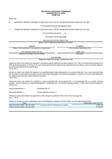 Thumbnail Associated Capital Group 10-Q Quarterly Report FY2017 