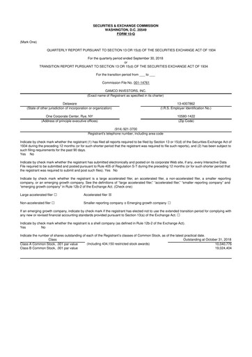 Vorschaubild GAMCO Investors
 10-Q Quartalsbericht 2018 