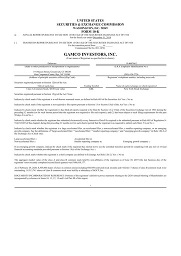 Thumbnail GAMCO Investors
 10-K Annual Report 2019