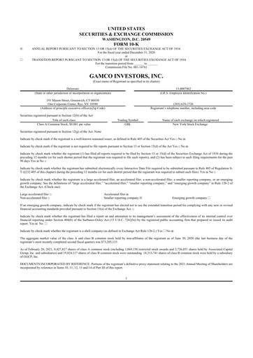 Thumbnail GAMCO Investors
 10-K Annual Report 2020