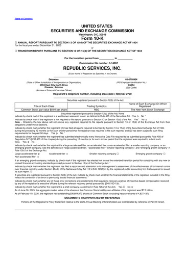 Thumbnail Republic Services
 10-K Annual Report 2025