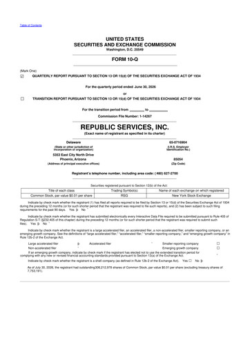 Vorschaubild Republic Services
 10-Q Quartalsbericht 2026 