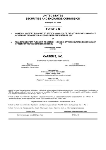 Vorschaubild Carter's 10-Q Quartalsbericht  