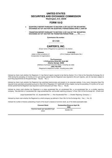 Vorschaubild Carter's 10-Q Quartalsbericht  