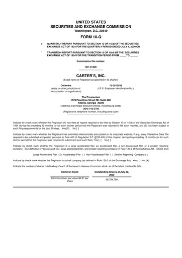 Vorschaubild Carter's 10-Q Quartalsbericht  