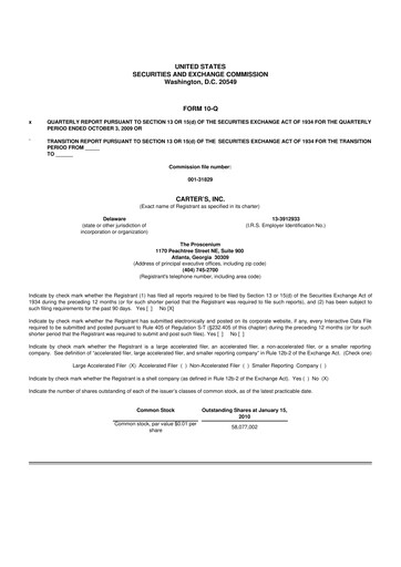 Vorschaubild Carter's 10-Q Quartalsbericht  