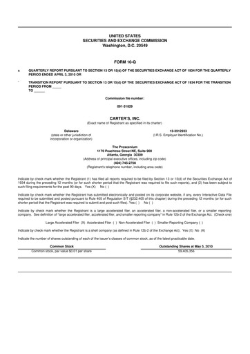 Vorschaubild Carter's 10-Q Quartalsbericht  