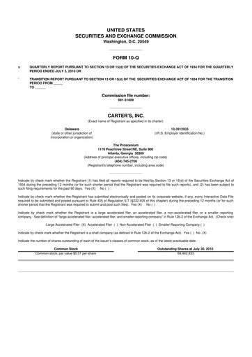 Vorschaubild Carter's 10-Q Quartalsbericht 2010 
