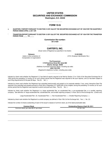 Vorschaubild Carter's 10-Q Quartalsbericht 2011 