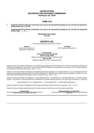 Vorschaubild Carter's 10-Q Quartalsbericht 2011 